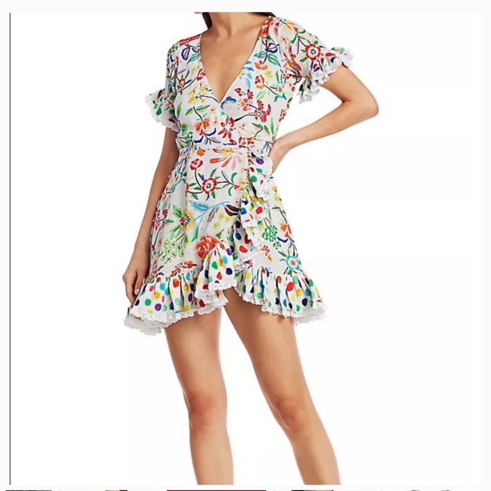 All Things Mochi Valeria Floral Silk Wrap Dress size XS - Picture 6 of 13